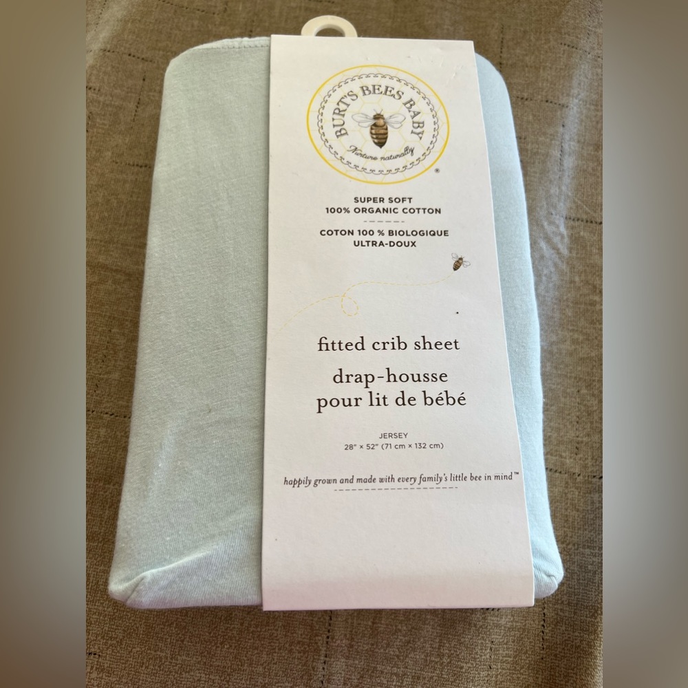 Burt's Bees Baby Fitted Crib Sheet Jersey 28 / 52 100% Organic Cotton Super Soft
